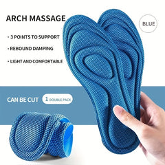 1 Pair 5D Grey Sports Insoles Memory Foam Orthopedic Anti Odor High Elastic
