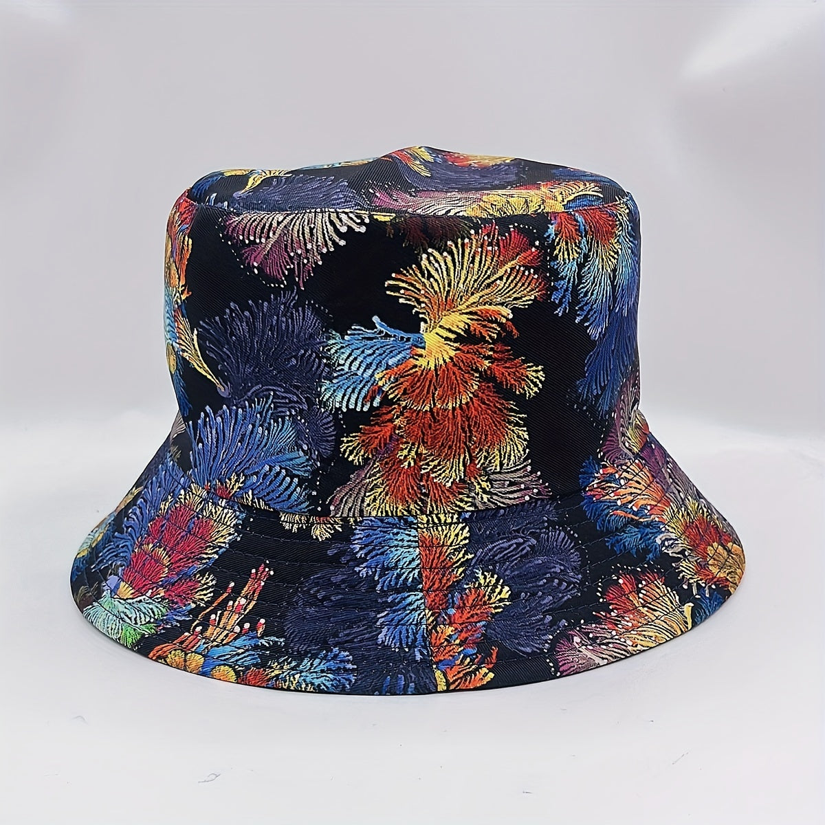 Coral Print Reversible Bucket Hat Cotton Basin Hat for Men Women