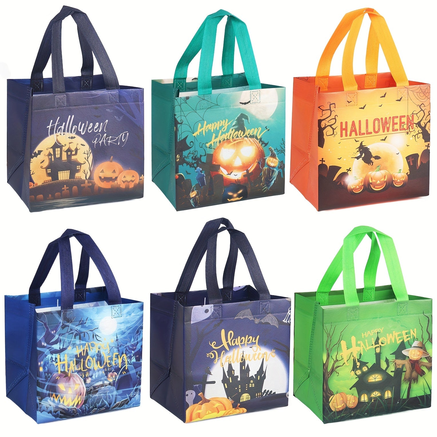 6pcs Halloween Bags Trick Or Treat Tote Gift Bags With Handles