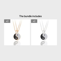 Stainless Steel Yin Yang Pendant Puzzle Piece Necklace for Couple or Friends