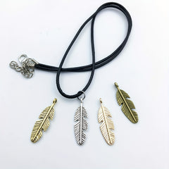 20pcs Zinc Alloy Feather Shape Charms Pendants for DIY Bracelet Necklace