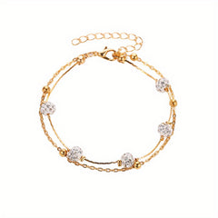 Men's Faux Diamond Crystal Anklet Double Layer For Unisex