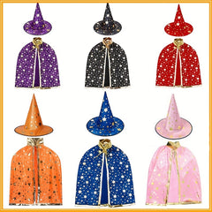 Kids Halloween Cosplay Cape & Hat Set