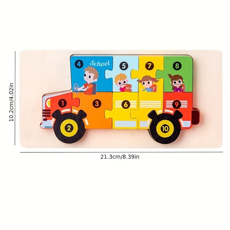 Montessori Wooden Toddler Puzzles Dinosaur Toy 3D Puzzle Educational