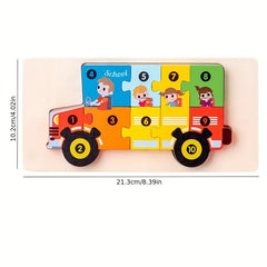 Montessori Wooden Toddler Puzzles Dinosaur Toy 3D Puzzle Educational