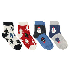 4 Pairs Snowman Print Socks Women's Christmas Crew Stockings