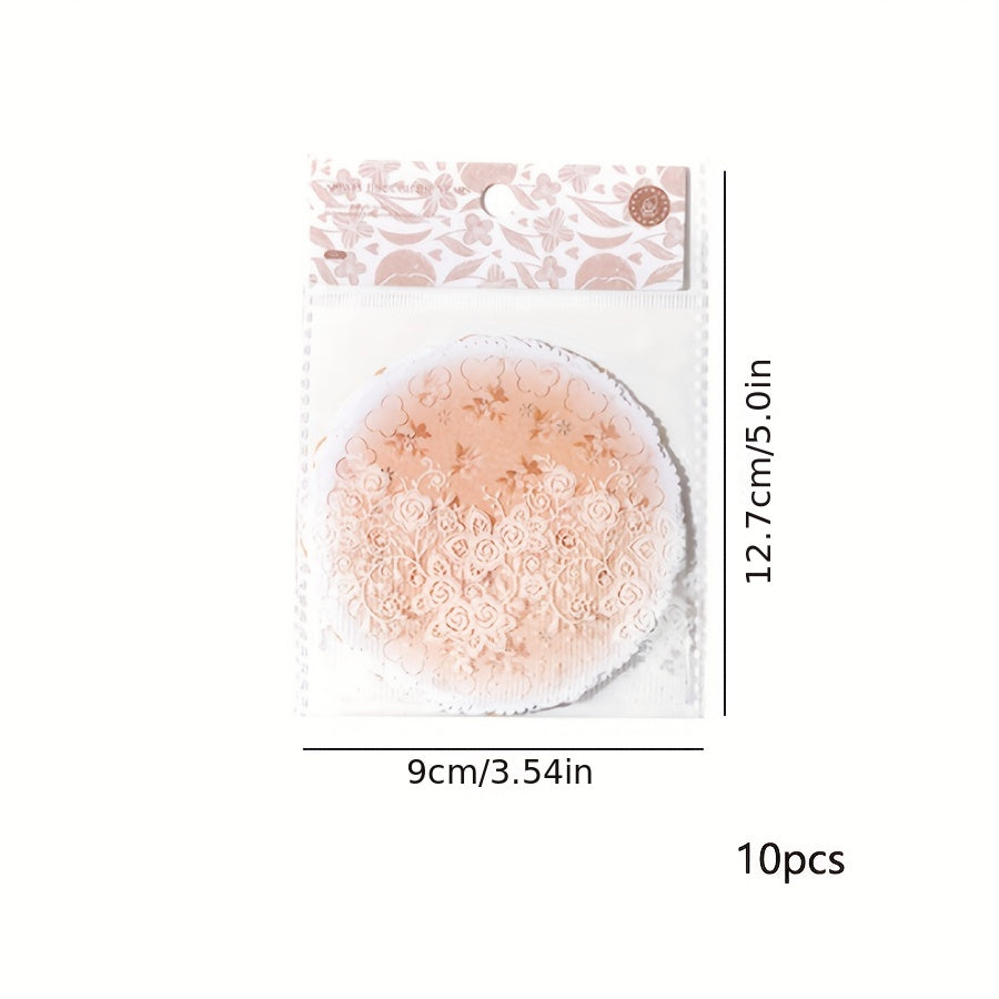 Hollow Lace Paper Retro Floral Hand Account Decorative Background 10 Sheets