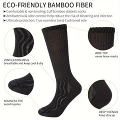 6 Pairs Bamboo Non Binding Diabetic Socks Breathable Seamless Toe Stocking
