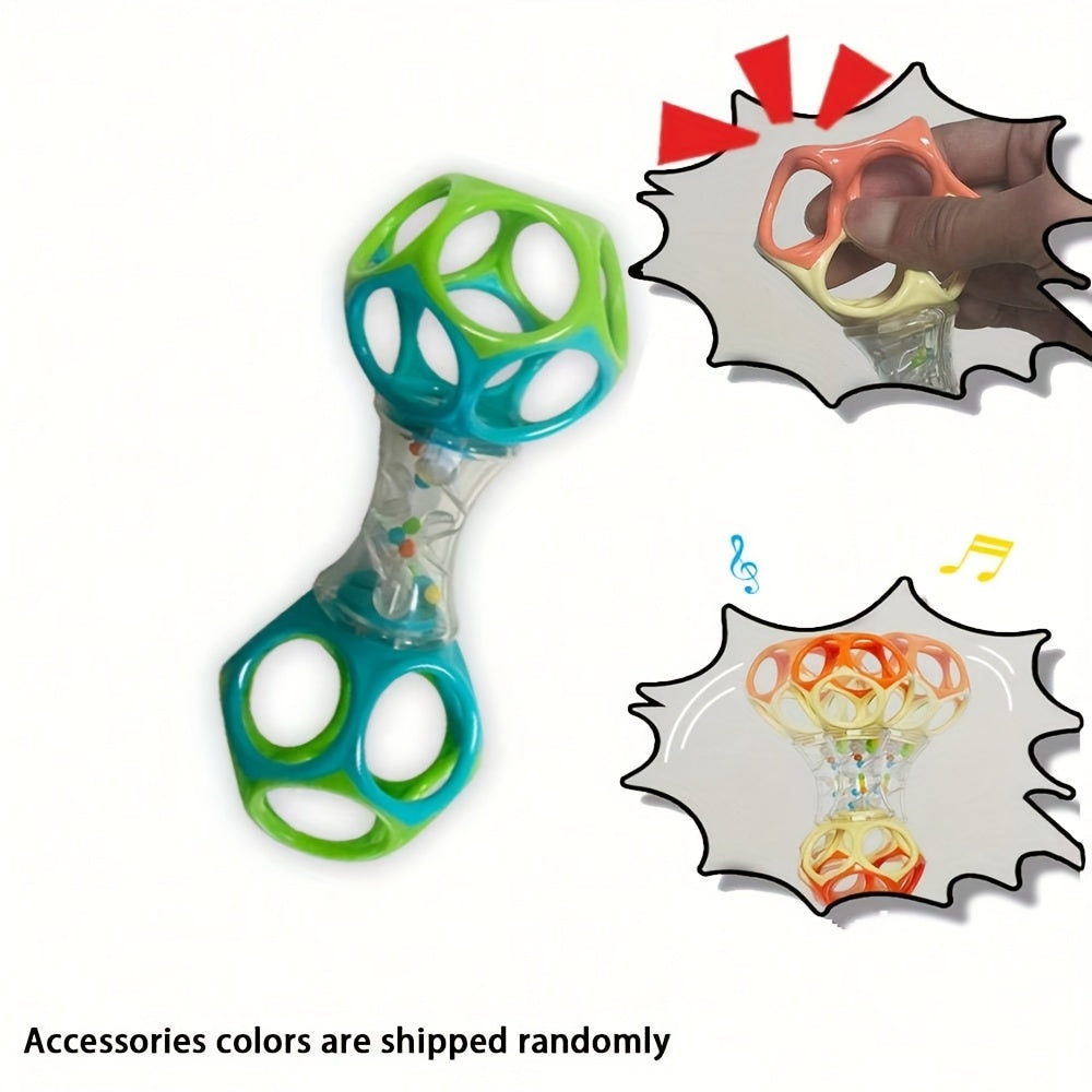 Baby Teether Rattle & Shake Barbell Toy Orange Green Colorful Chew Toy