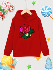 Floral Pattern Girl's Cotton Hoodie Active Breathable Hooded