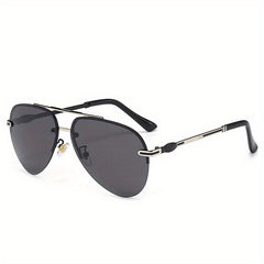 Polarized Night Vision Driving Sunglasses Top Bar Aviator Semi Rimless Glasses