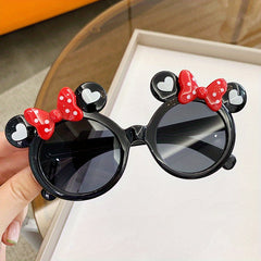 Cartoon Mouse Ear Bow Round Sunglasses UV Protection for Holiday Party