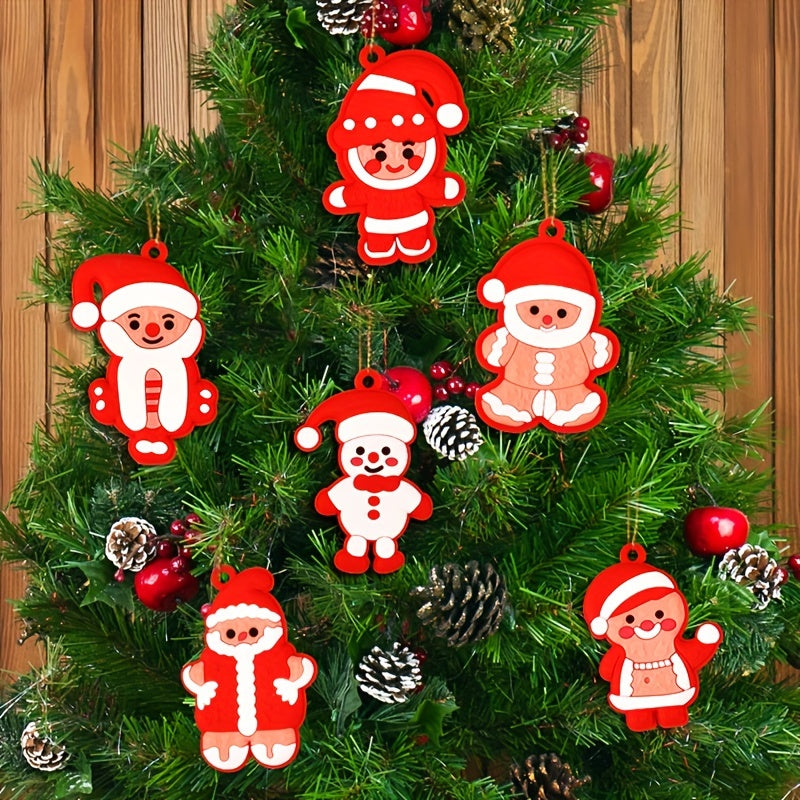 6pcs Gingerbread Man Christmas Tree Ornaments Family Party Decor