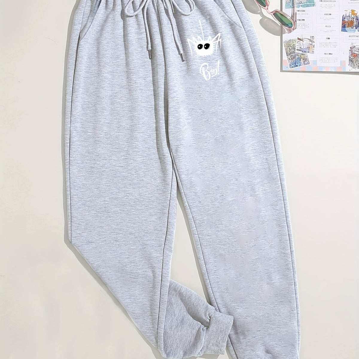  Halloween Sports Pants Women's Plus Spider & Letter Print Fitness Pant