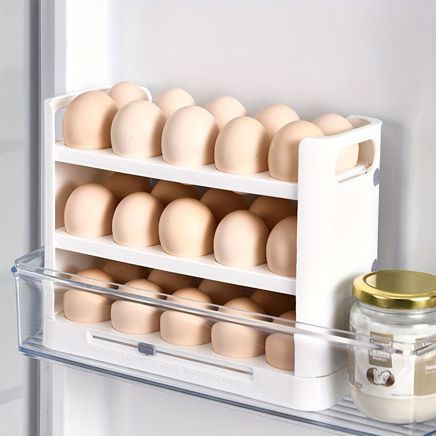 3 Layer Flippable Egg Holder 30 Count Egg Storage Container for Refrigerator