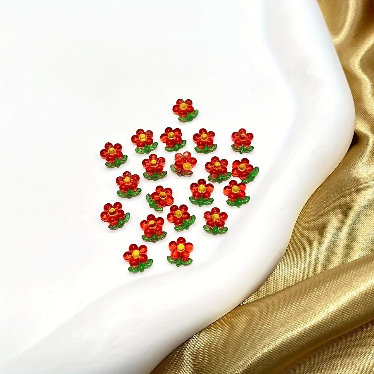 20 Red Small Flower Nail Art Jewelry Paste