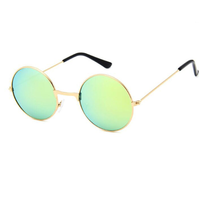 Retro Round Frame Sunglasses Colorful Reflective Glasses