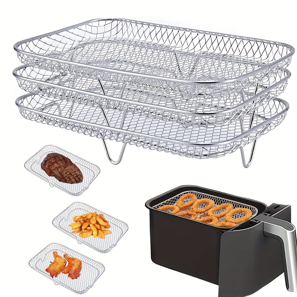 3 Tier Air Fryer Rack 304 Stainless Steel Stackable Dehydrator Racks