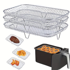 3 Tier Air Fryer Rack 304 Stainless Steel Stackable Dehydrator Racks