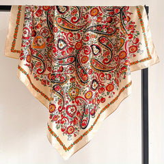 Paisley Print Pattern Silk Feeling Headscarf 89 92cm
