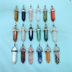 Crystal Tower Pendant Natural Quartz Point Wand Charm Obelisk 41mm