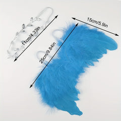 2pc Leaf Headband & Angel Feather Set for 0-3 Months Baby Photo Props