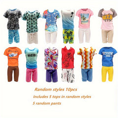 10pcs 11.8in Male Doll Clothing Set Christmas Party Outfits