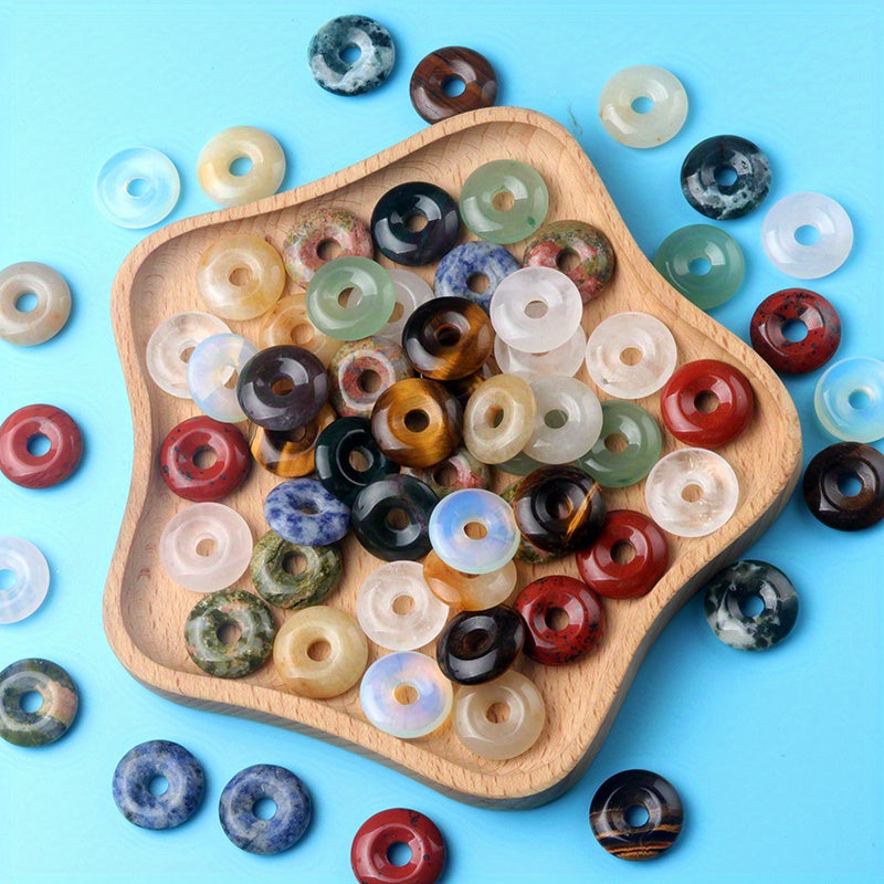 20mm Mixed Crystal Worry Stone Donut for Necklace Making