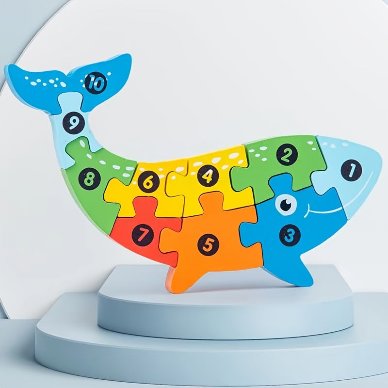 Montessori Wooden Toddler Puzzles Dinosaur Toy 3D Puzzle Educational