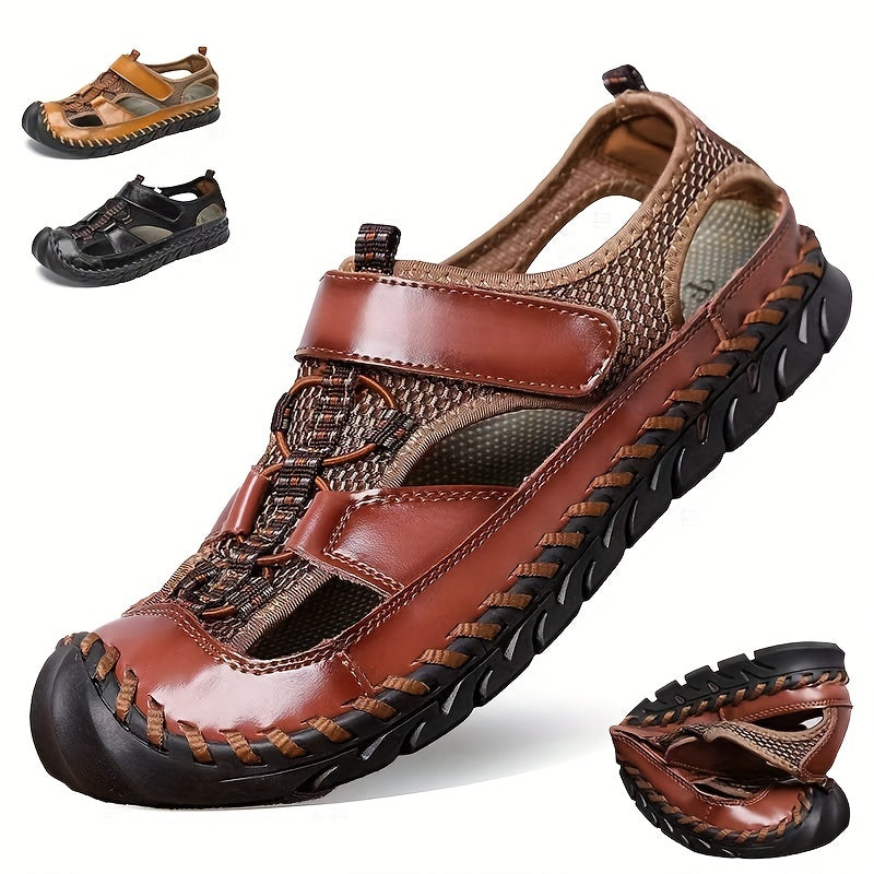 Men's Non Slip Hook And Loop Sandals Wear resistant Comfy Beach Shoes Summer