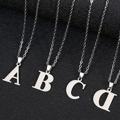 Stainless Steel Initial Alphabet Pendant Necklace Jewelry Alphabet Tag