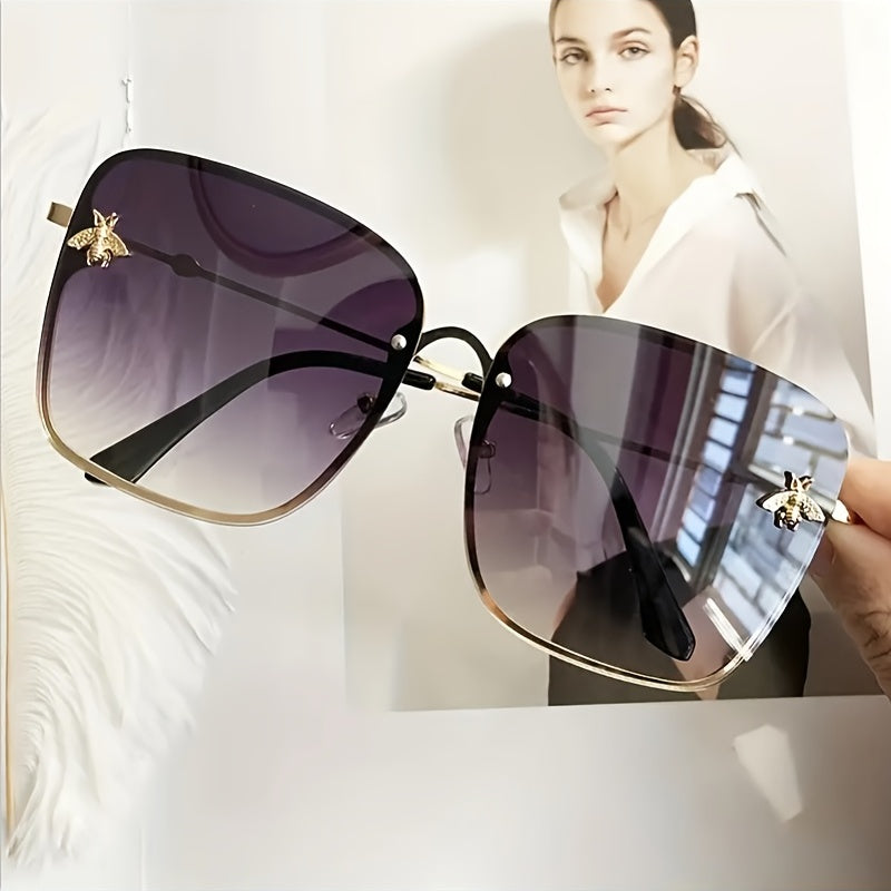 Honeybee Square Sunglasses Gradient UV400 Metal Glasses