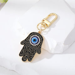 Evil Eye Keychain for Women Zircon Fatima Hand Eye Bag Car Key Accessories