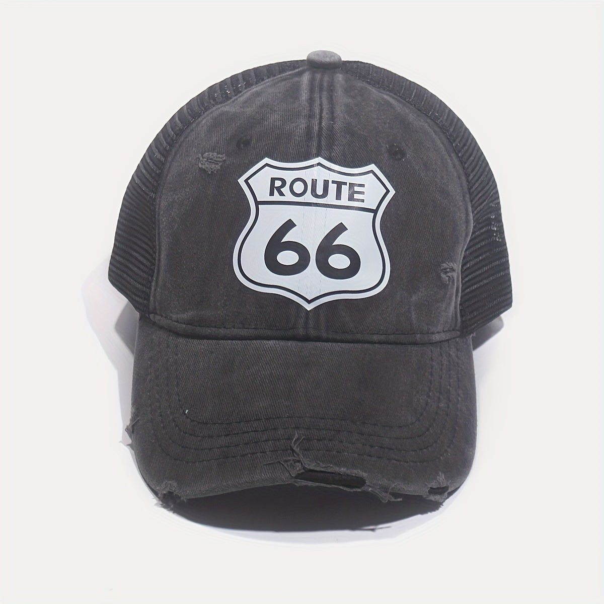 66 Route Hot Stamped Baseball Cap Half Mesh Cap Baseball Cap