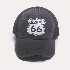 66 Route Hot Stamped Baseball Cap Half Mesh Cap Baseball Cap