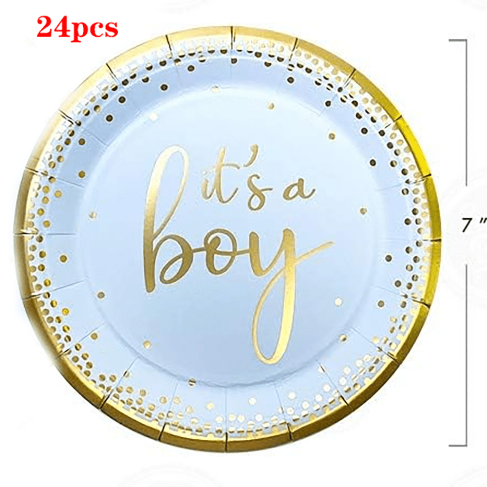 24pcs It's A Boy Baby Shower Tableware Set Gender Reveal Party Supplies