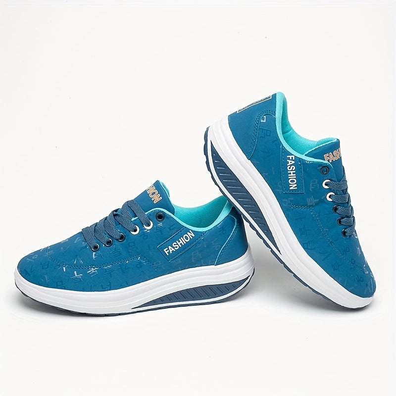Women's Platform Wedge Walking Shoes Lace Up Sneakers