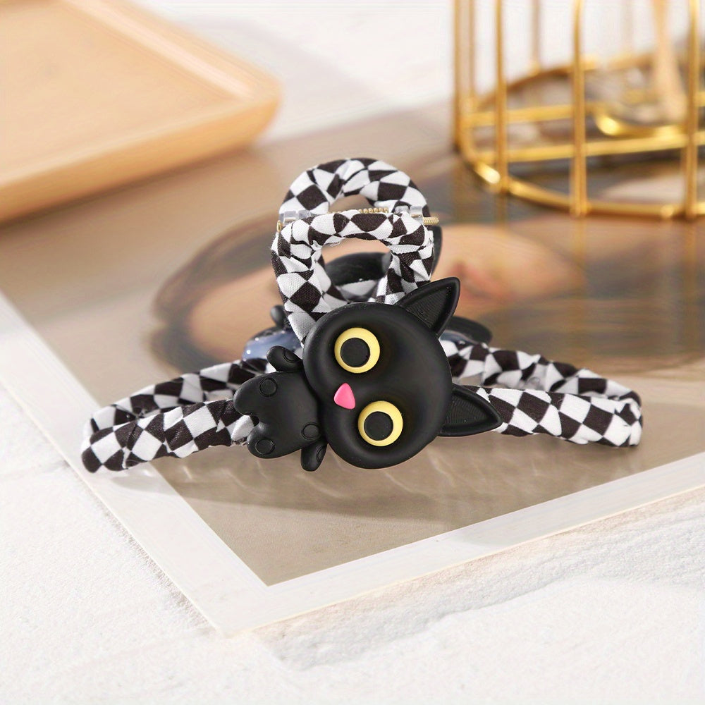 Plaid Hair Claw Cartoon Animal Hair Claw Nonslip Ponytail Holder Shark Claw