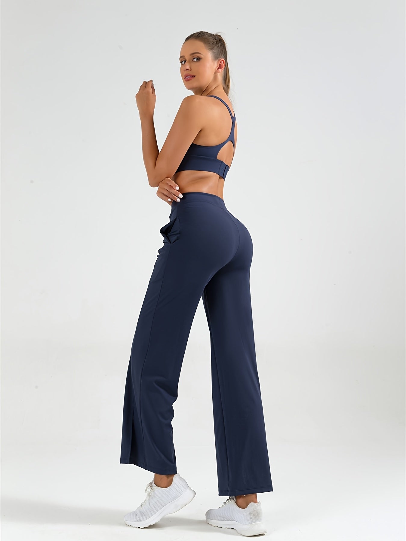 High Waist Wide Leg Sports Pants Stretchy Yoga Fitness Dance Pants