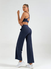 High Waist Wide Leg Sports Pants Stretchy Yoga Fitness Dance Pants