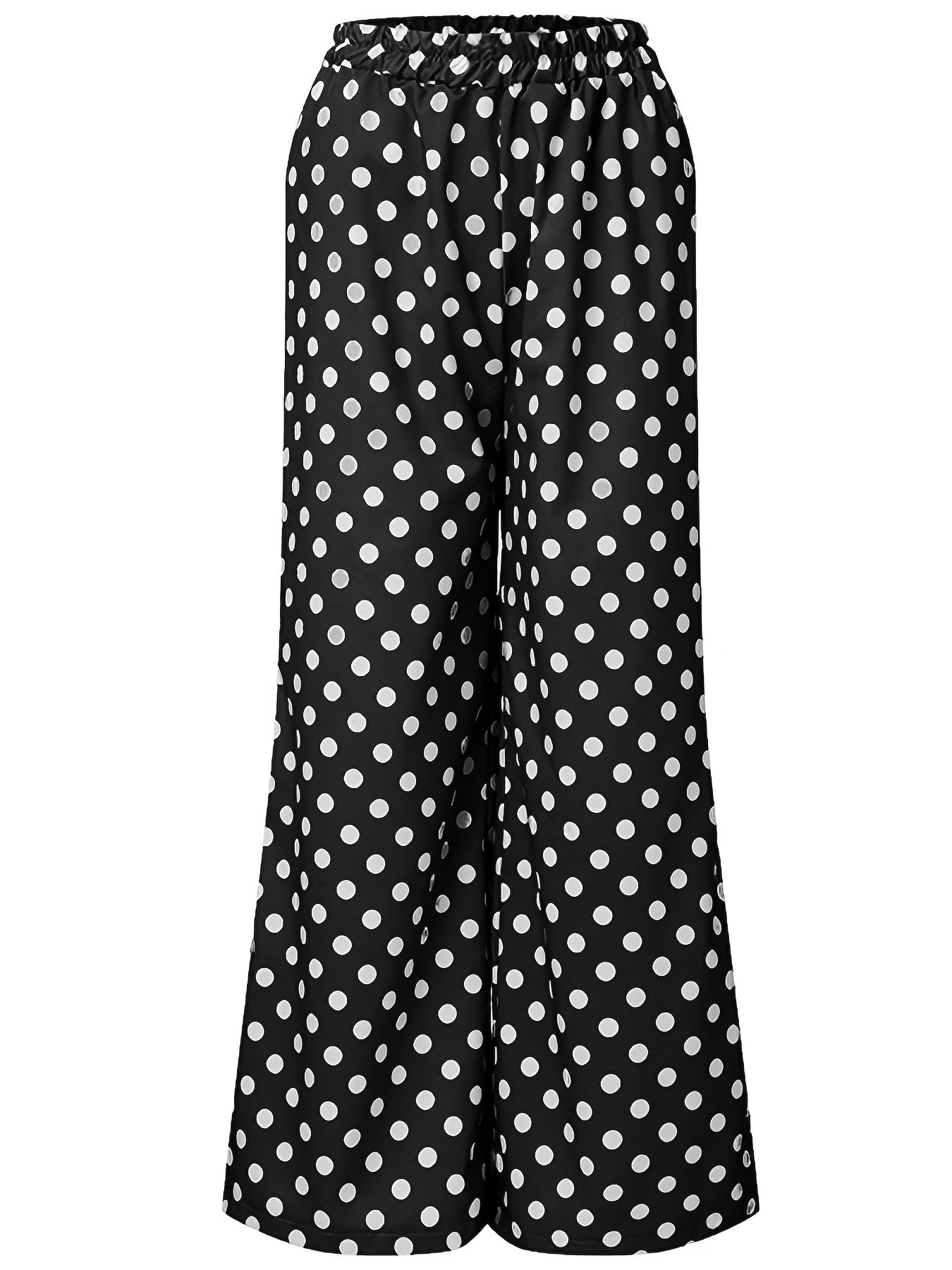 Plus Dot Print Elastic High Rise Wide Leg Trousers