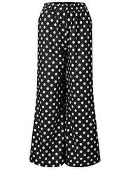 Plus Dot Print Elastic High Rise Wide Leg Trousers