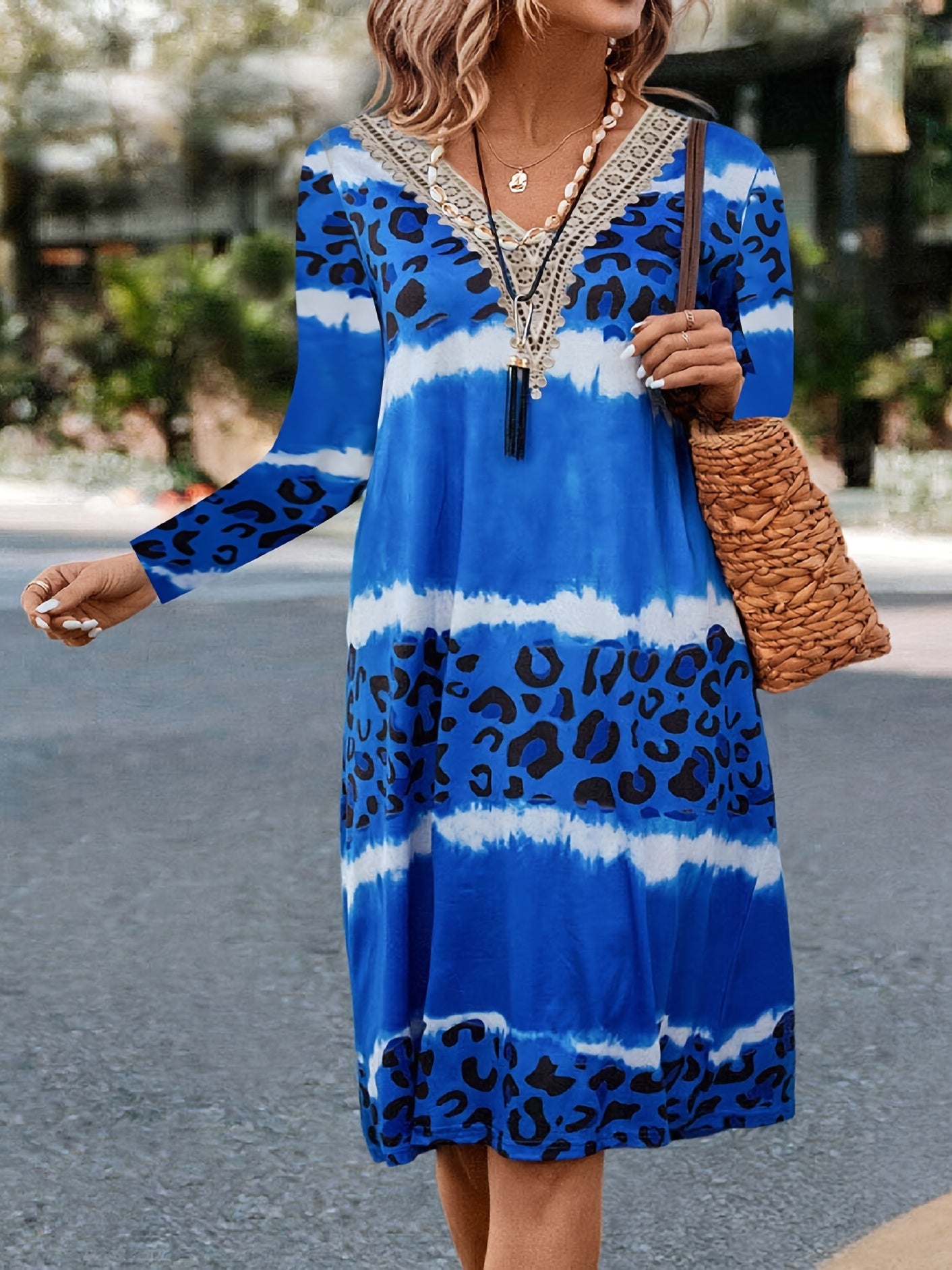  Colorblock Leopard Tie Dye Maxi Dress