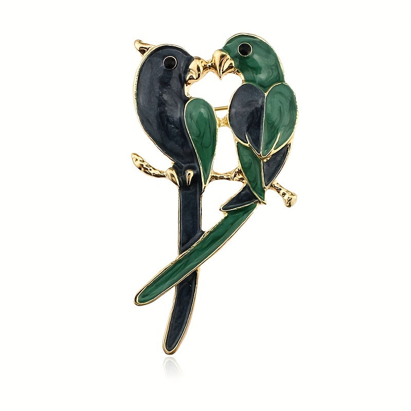 Men's Parrot Painting Oil Brooch Gift For Boyfriend
