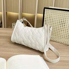 Quilted Heart Pattern Underarm Bag PU Leather Textured Bag Purse