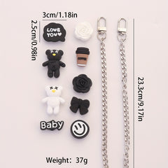 11pcs Cartoon Shoe Charm Set - Chain & Pattern Clogs Buckle For Sandal Slipper