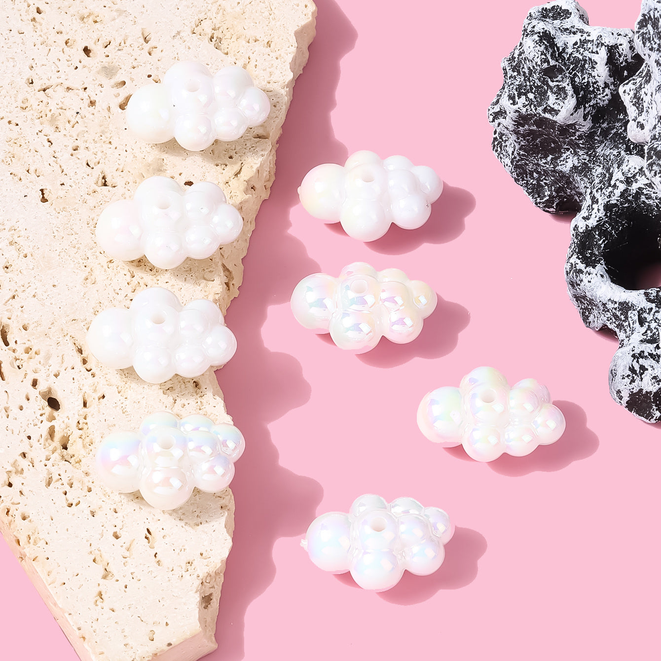 8pcs Beaded Cloud Straight Hole DIY Loose Beads Accessories