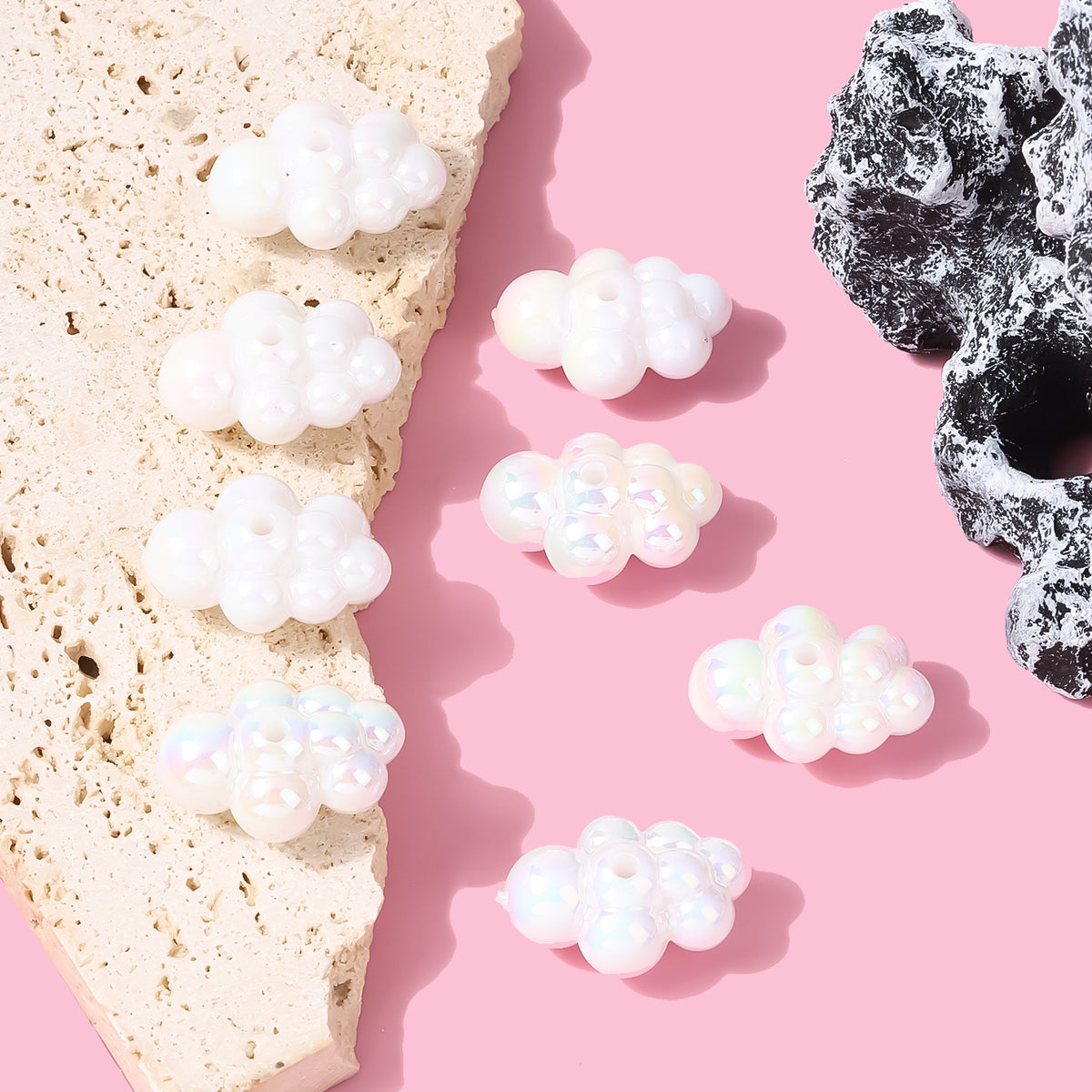 8pcs Beaded Cloud Straight Hole DIY Loose Beads Accessories