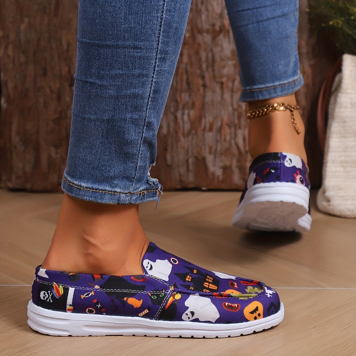 Halloween Pumpkin Ghost Slip On Canvas Shoes