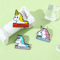 Unicorn Alphabet Metal Brooch For Holiday Gift